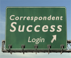 Freeway Sign saying 'Correspondent Success Login' and an arrow pointing up and to the right